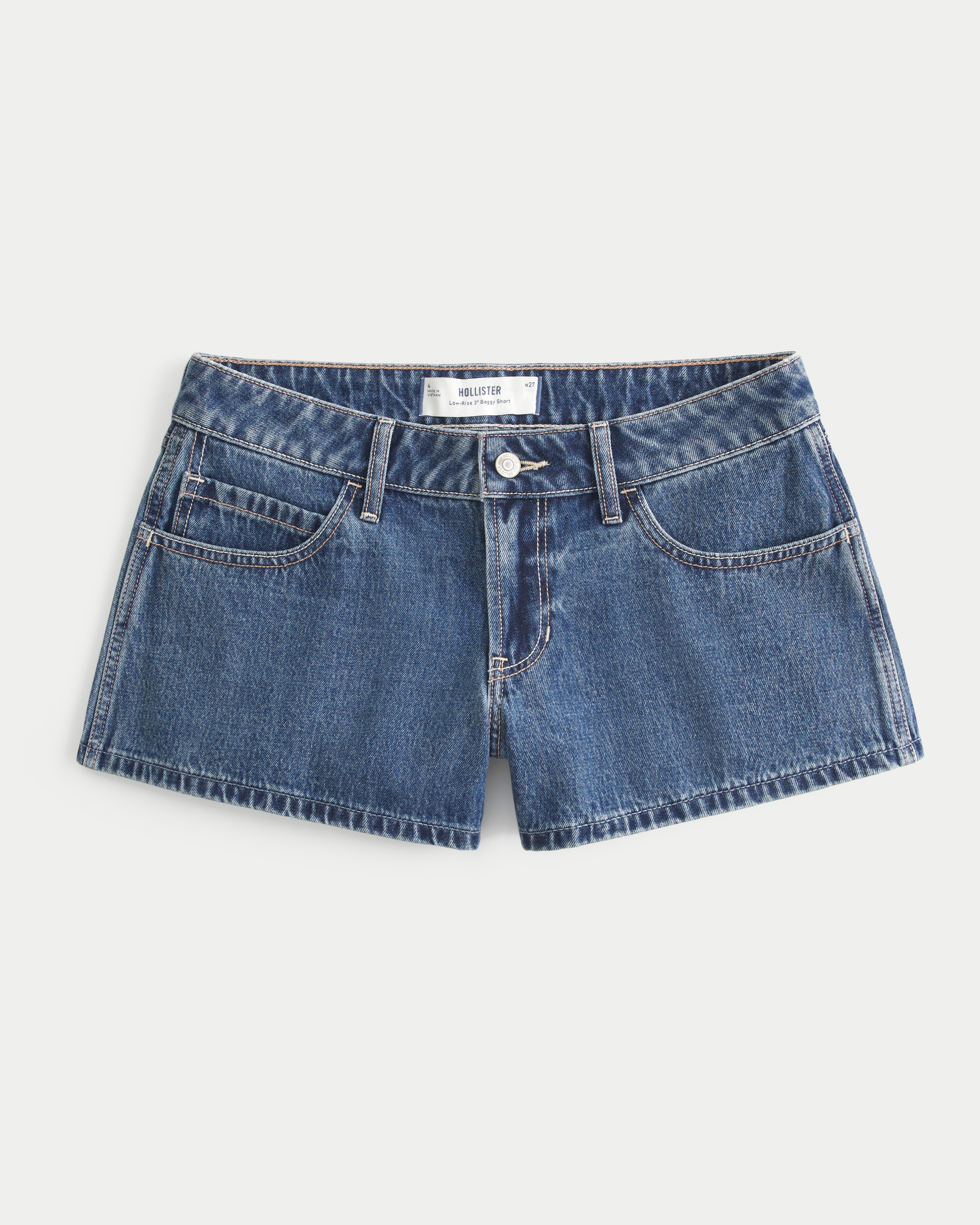 Low-Rise Baggy Denim Shorts 3"