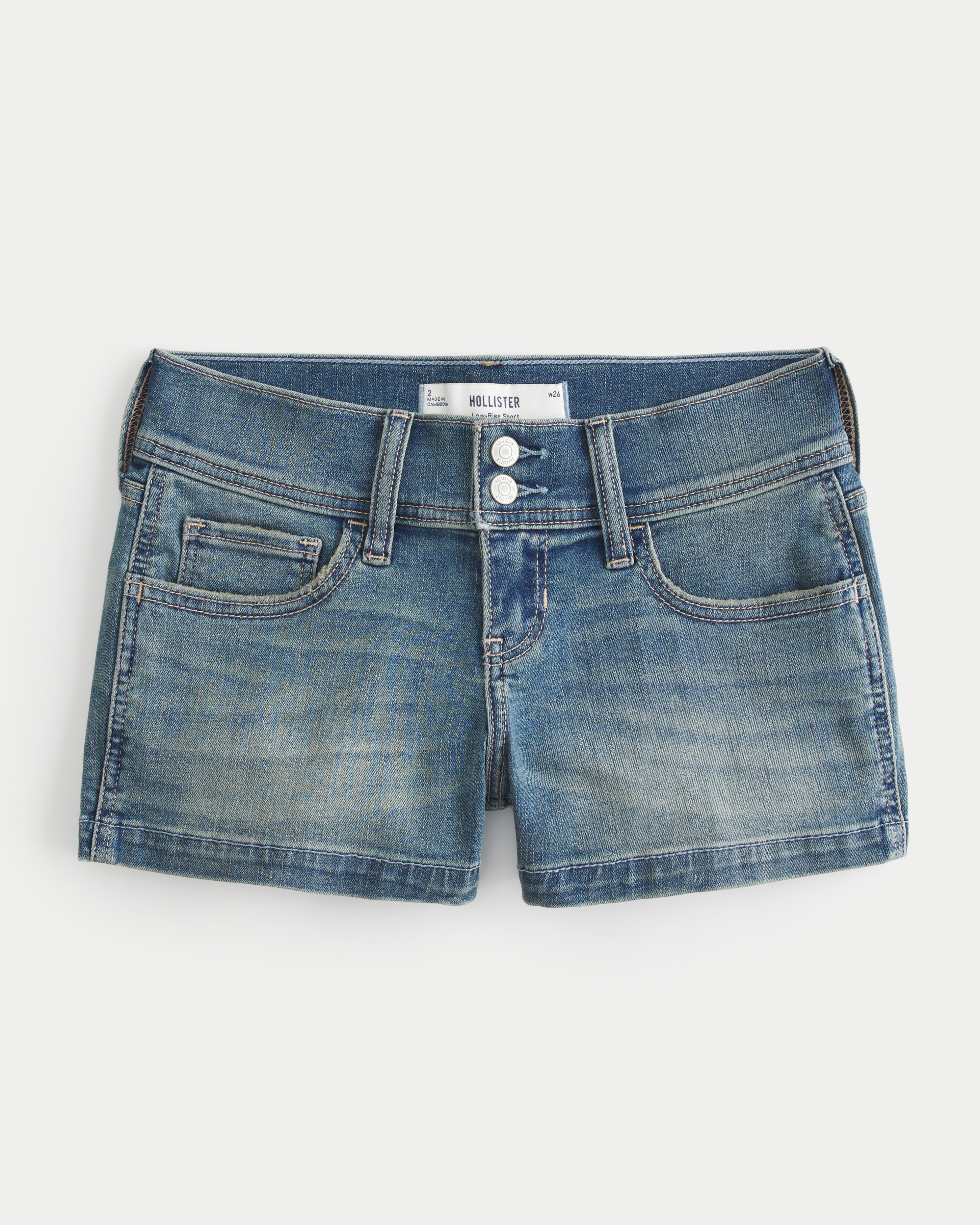 Low-Rise Light Wash Denim Mini Shorts