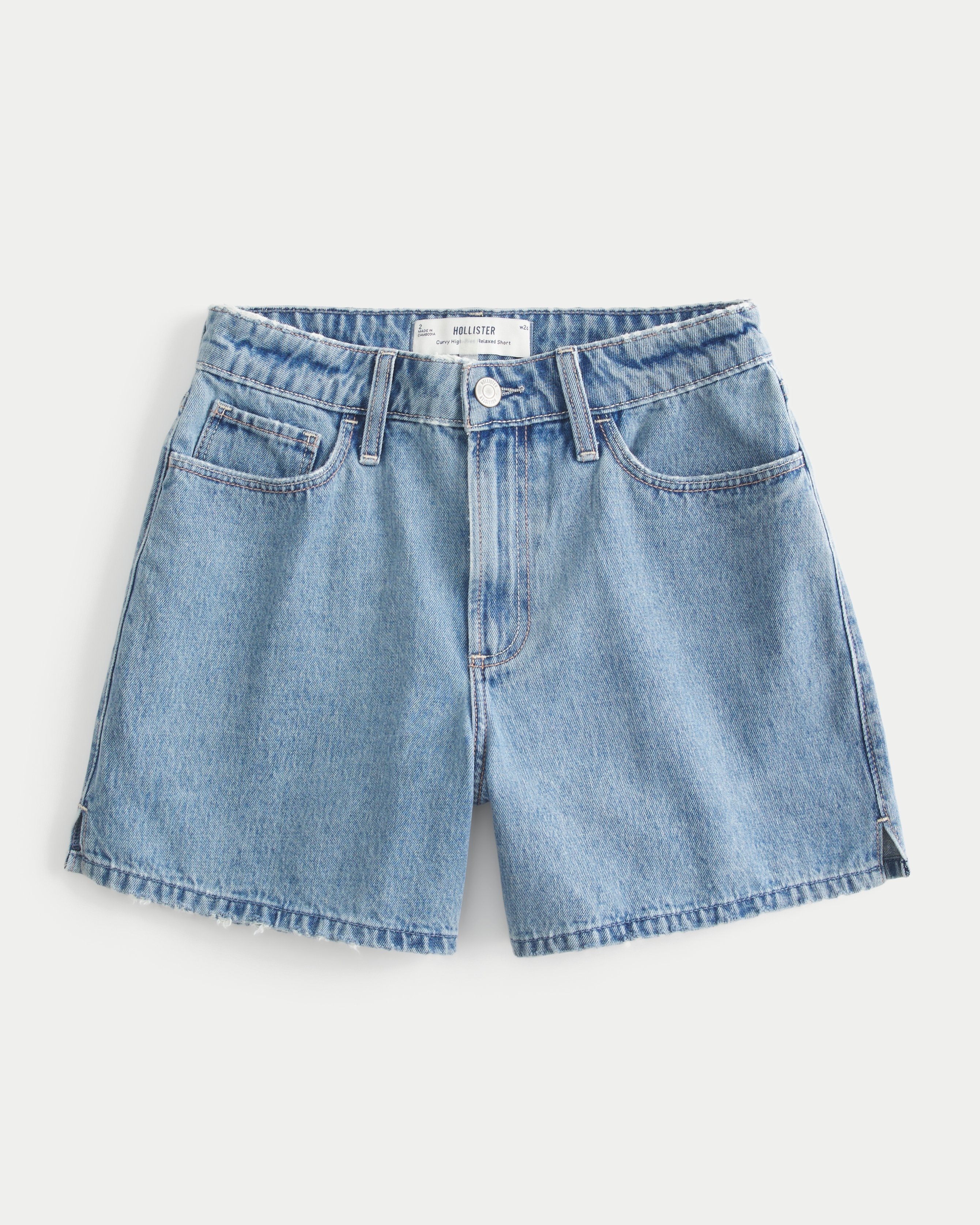 Curvy High-Rise Medium Wash Relaxed Denim Shorts 5"