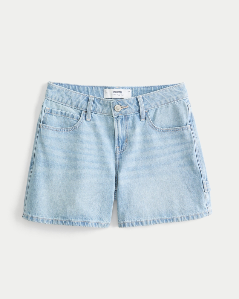 Low-Rise Light Wash Baggy Denim Carpenter Shorts 5"