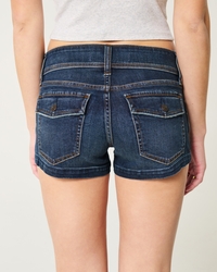 Low-Rise Dark Wash Denim Shortie Shorts