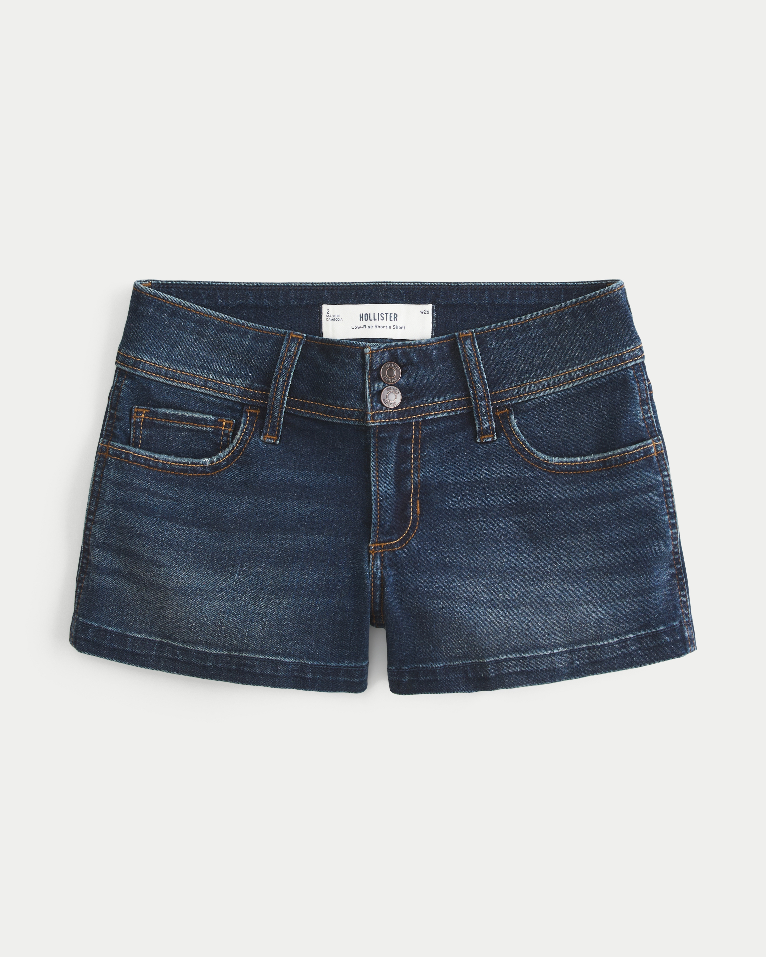 Low-Rise Dark Wash Denim Shortie Shorts