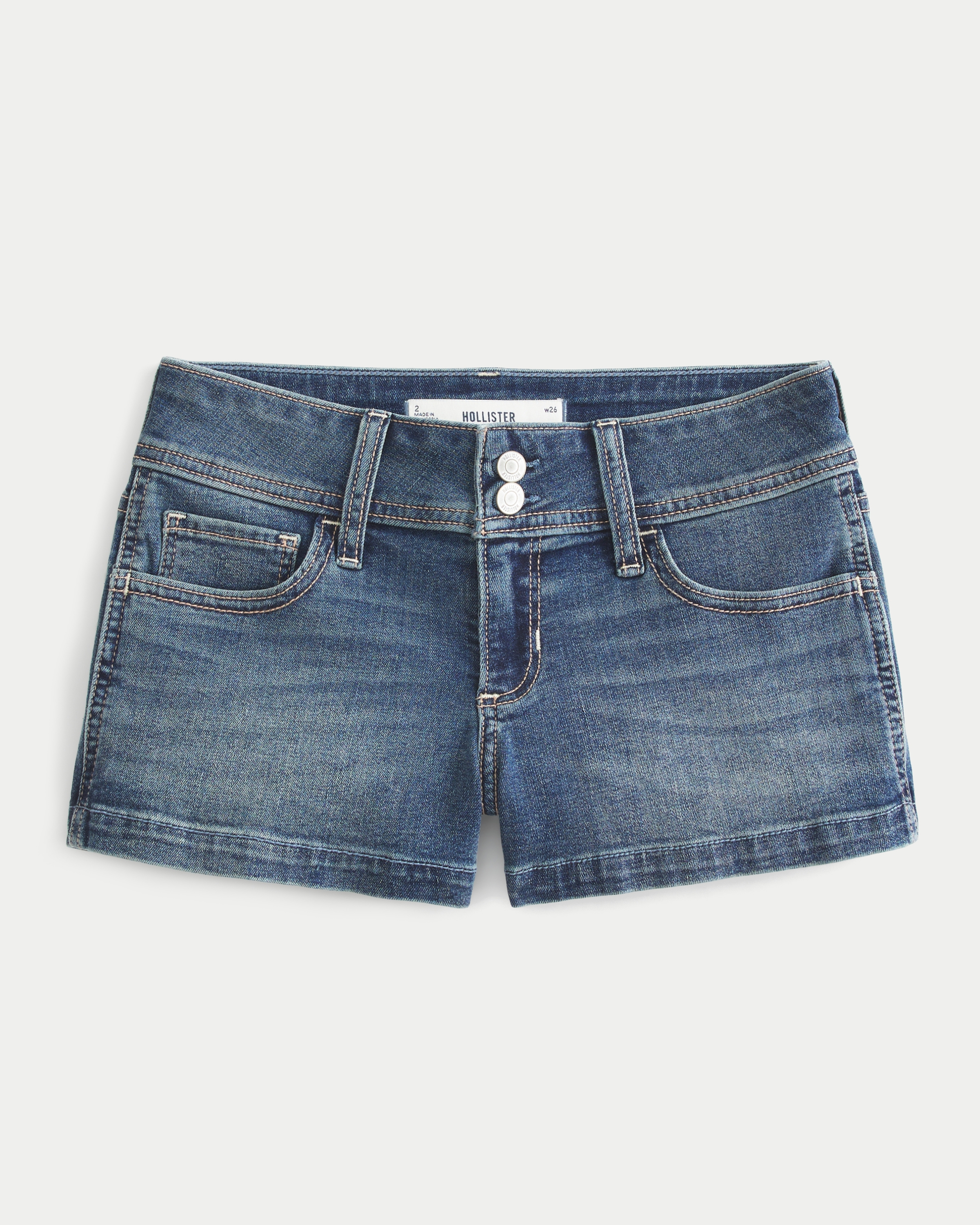 Low-Rise Medium Wash Denim Shortie Shorts