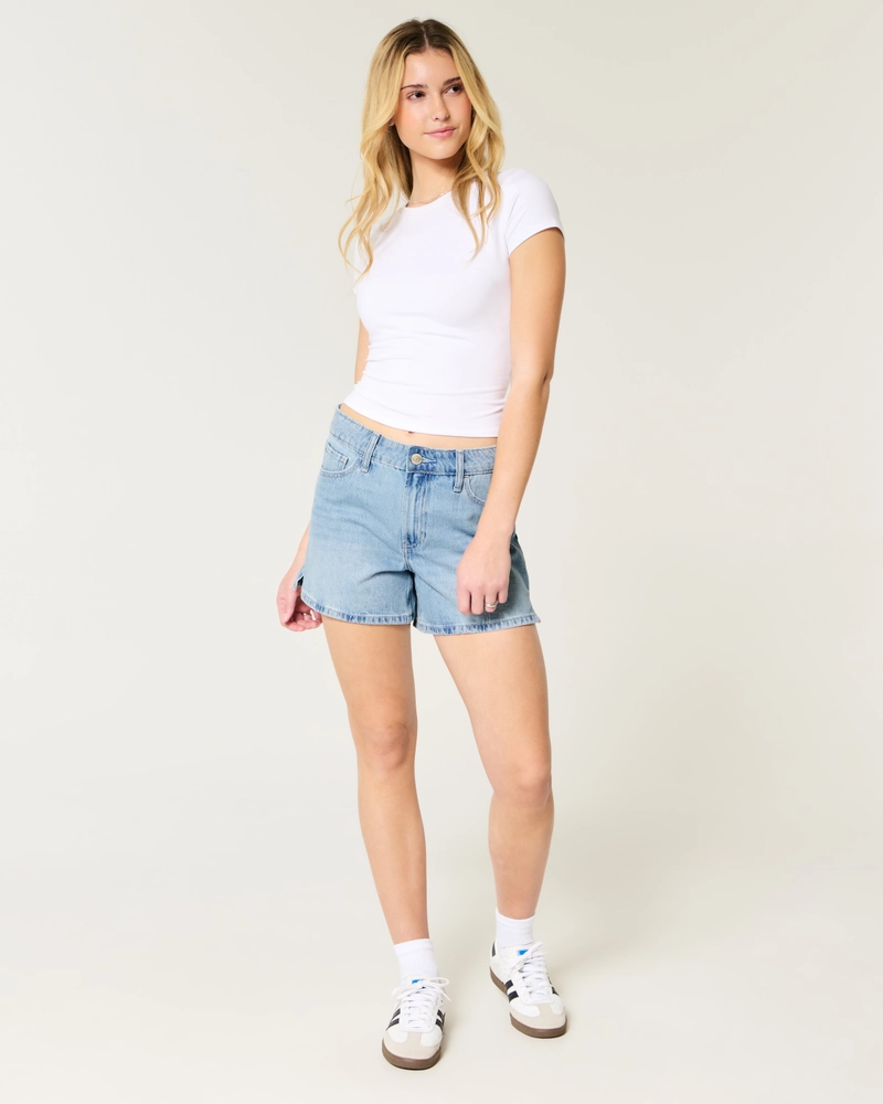 High-Rise Light Wash Relaxed Denim Shorts 5"