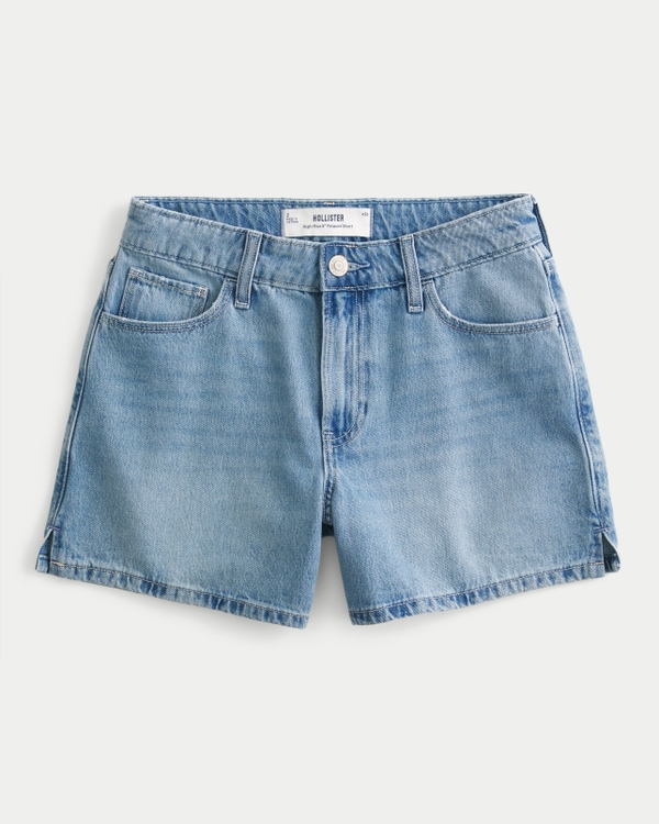 High-Rise Light Wash Relaxed Denim Shorts 5", Light view 2