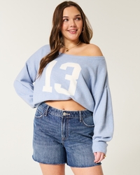 High-Rise Medium Dark Wash Relaxed Denim Shorts 5"