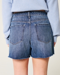 High-Rise Medium Dark Wash Relaxed Denim Shorts 5"