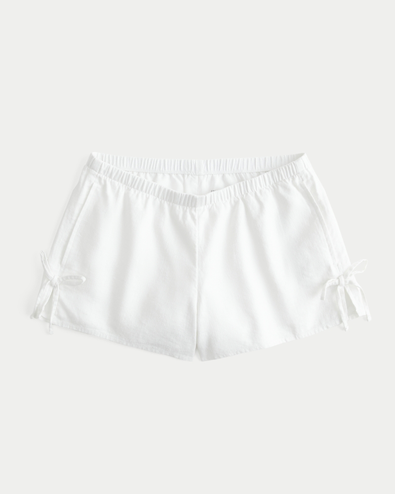 Women's Linen-Blend Side Bow Soft Shorts Women's Clearance