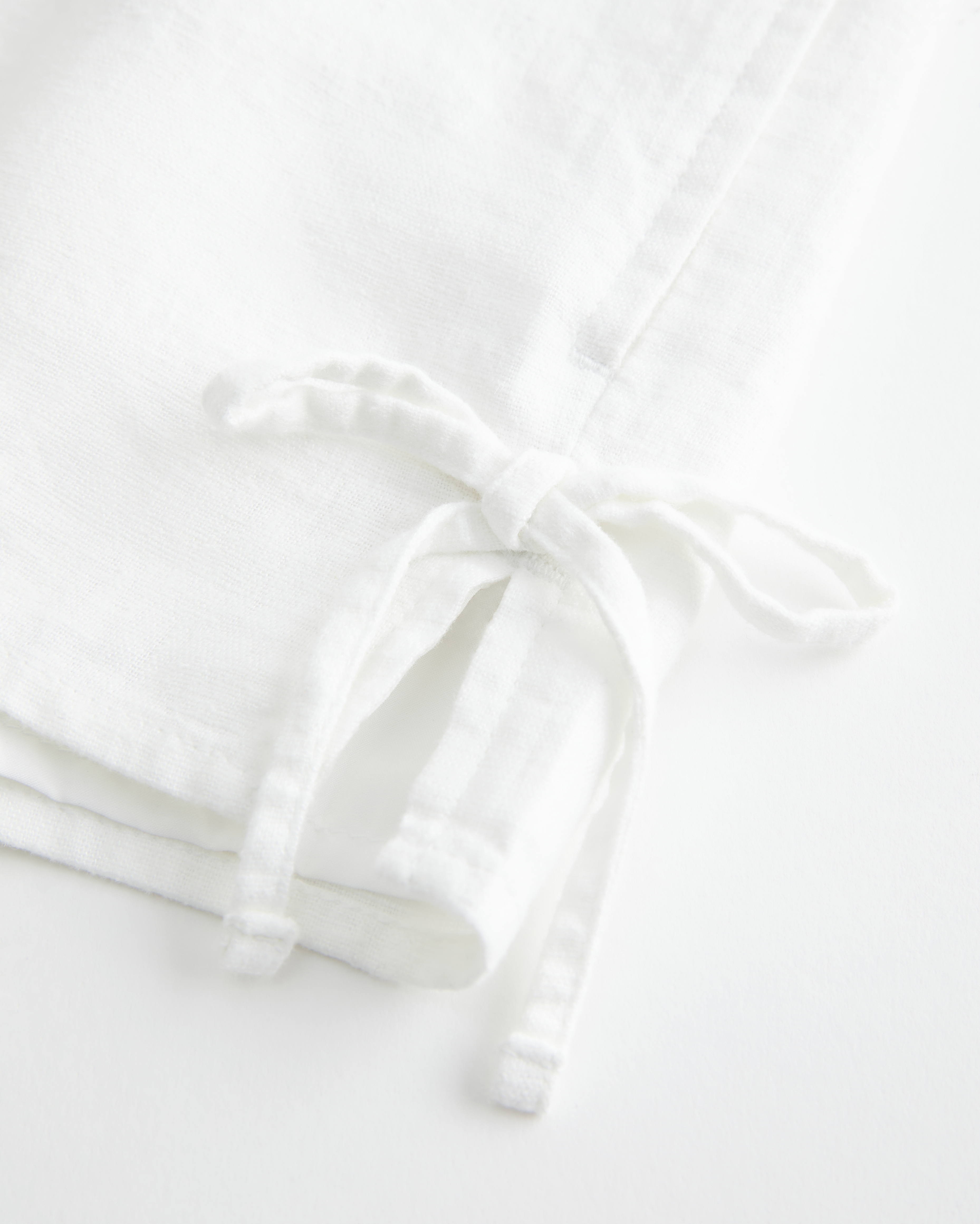 Linen-Blend Side Bow Soft Shorts