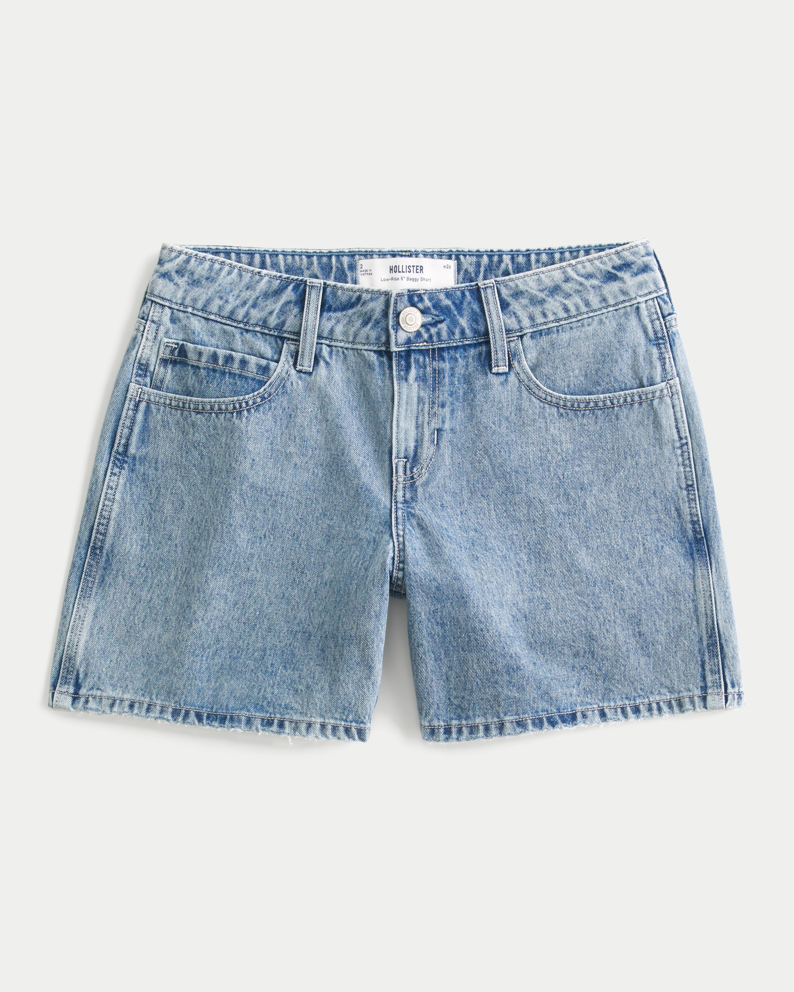 Low-Rise Medium Wash Baggy Denim Shorts 5