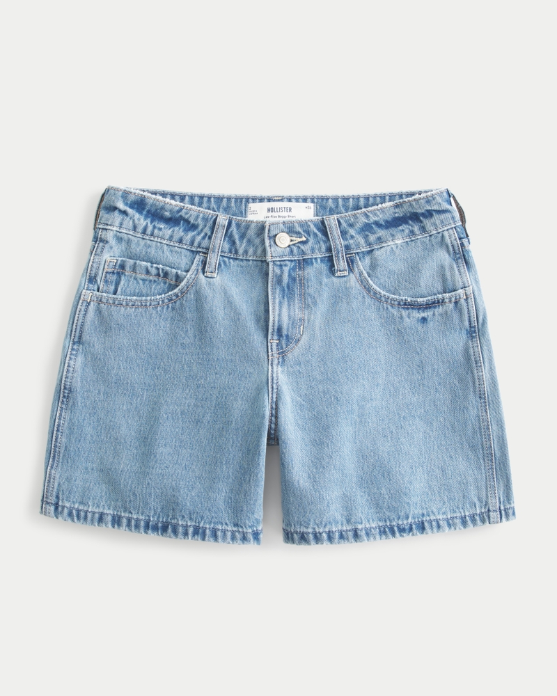 Women's Low-Rise Medium Wash Baggy Denim Shorts 5