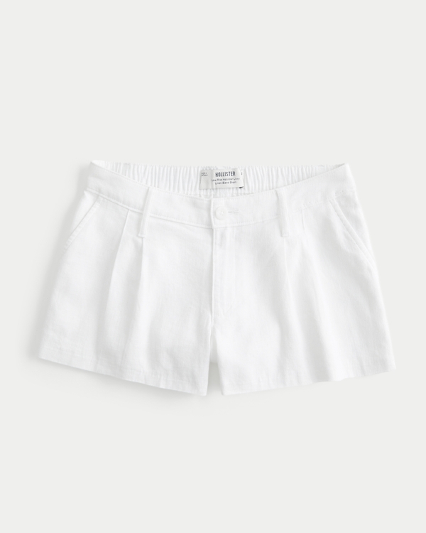 Hollister Livvy Low-Rise Linen-Blend Shorts 3", White view 2
