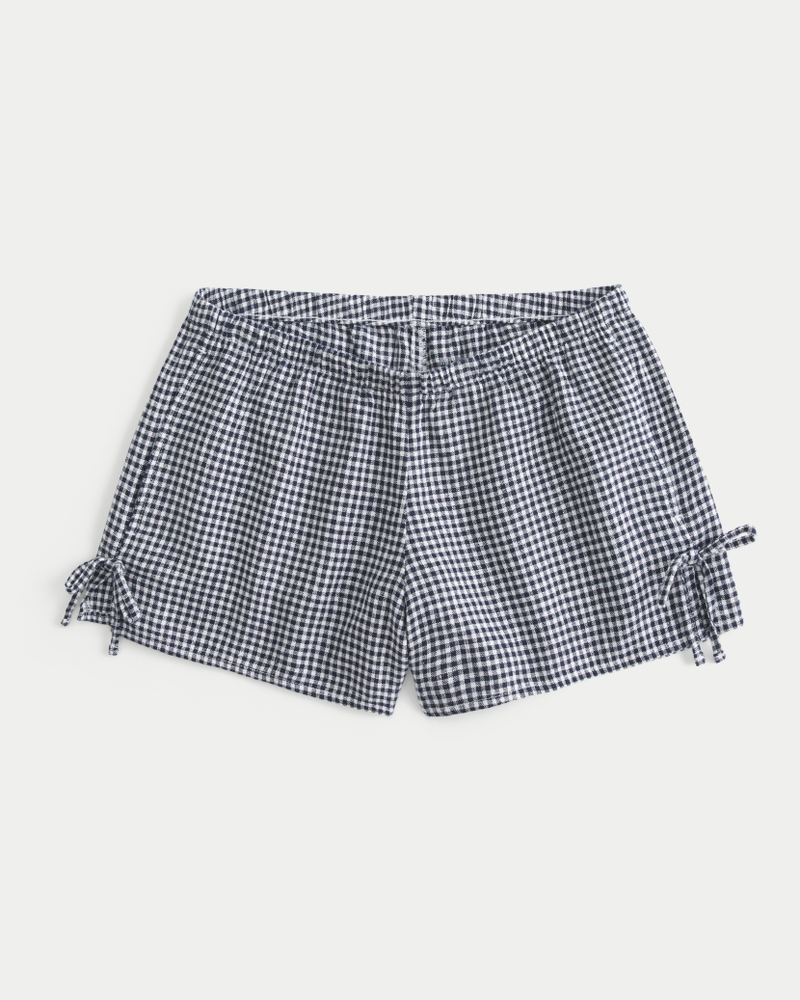 Linen-Blend Side Bow Soft Shorts