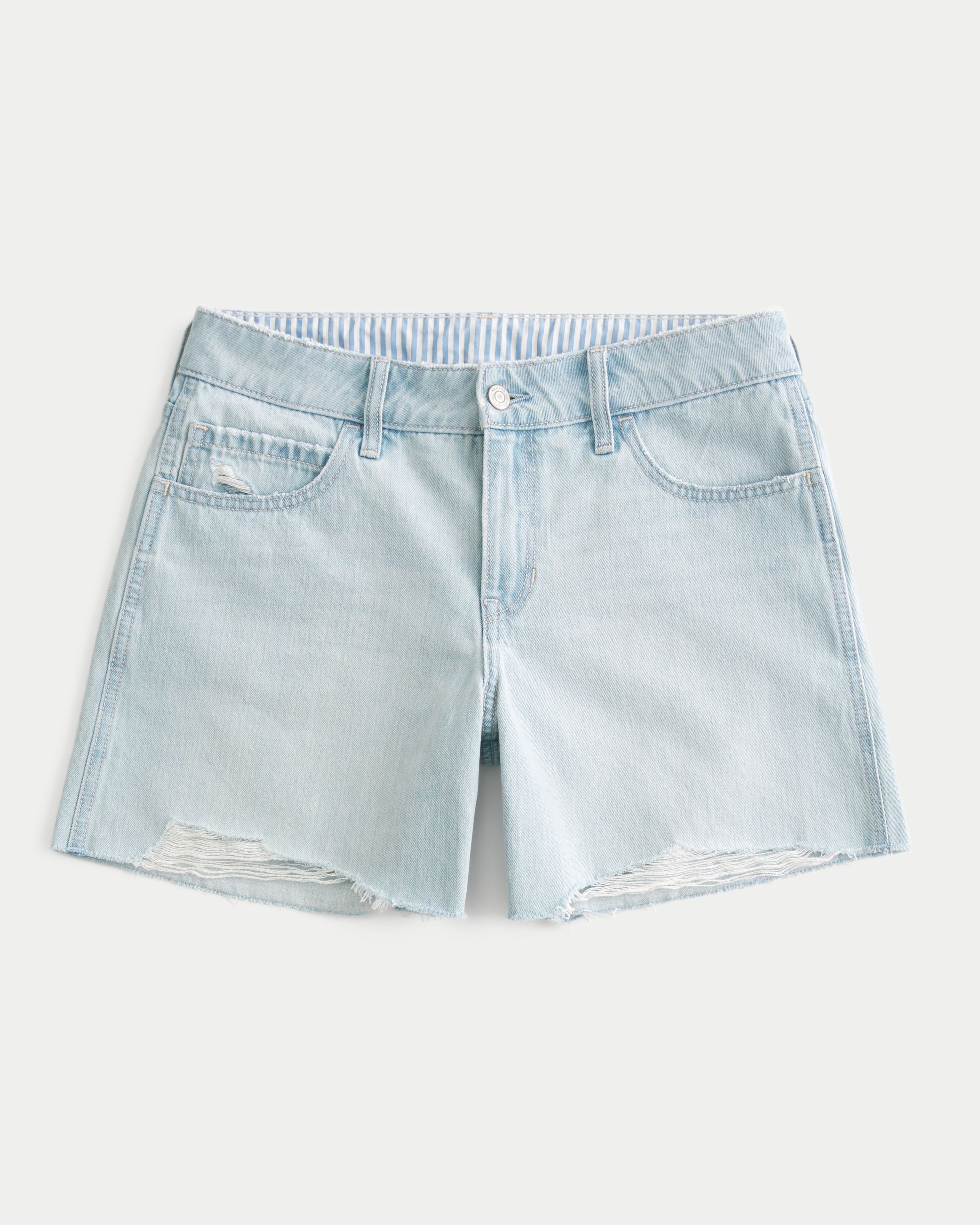 Low-Rise Light Wash Baggy Denim Shorts 5"