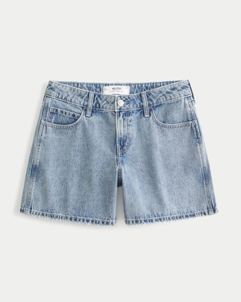 Women s Low Rise Medium Wash Baggy Denim Shorts 5 Women s Bottoms HollisterCo