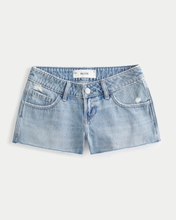 Women's Ultra Low-Rise Distressed Light Wash Denim Mini Shorts | Women ...