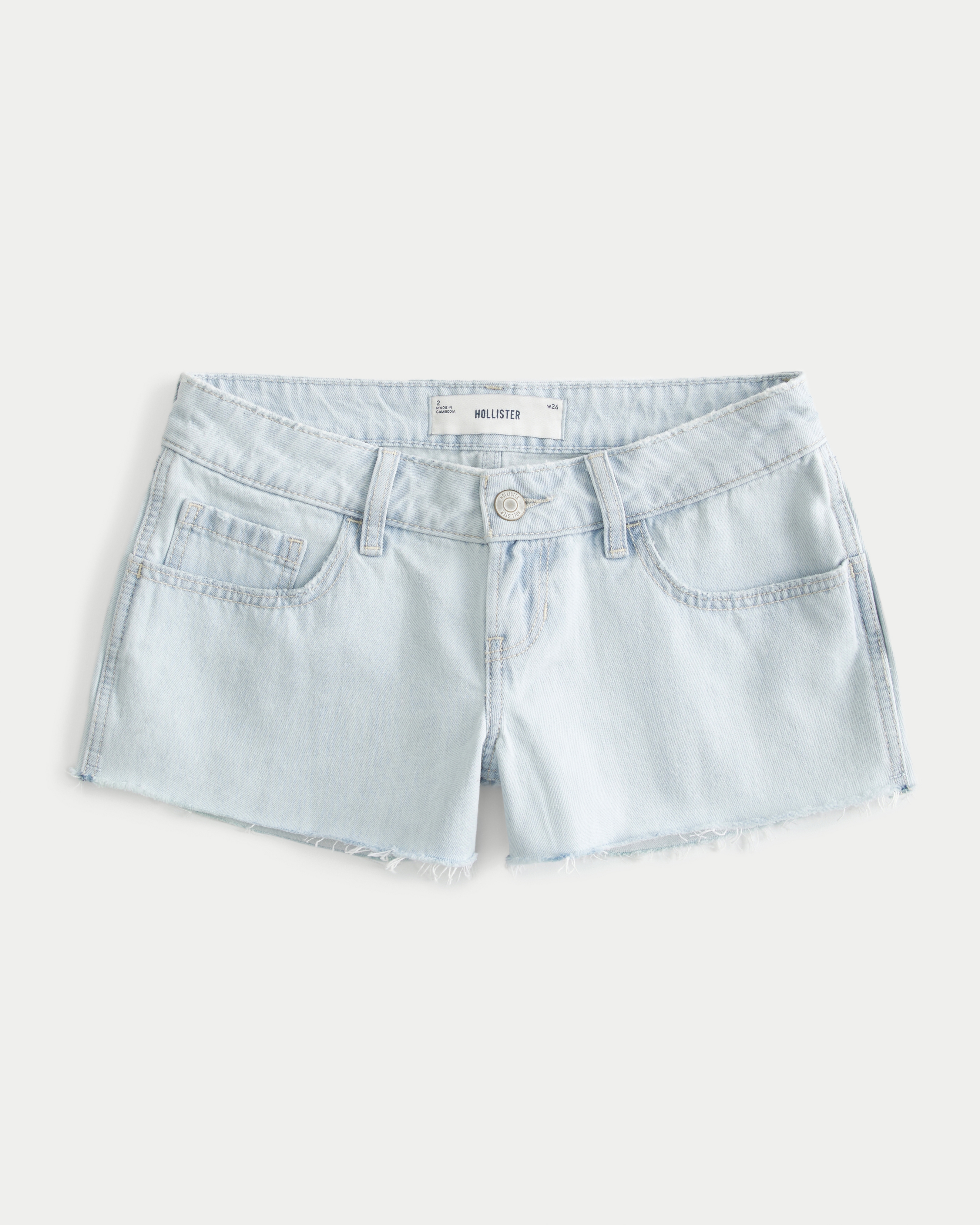 Ultra Low-Rise Light Wash Denim Mini Shorts