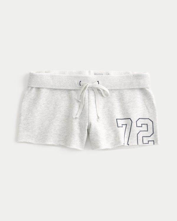 Number Graphic Mini Fleece Shorts, Light Heather Gray view 2