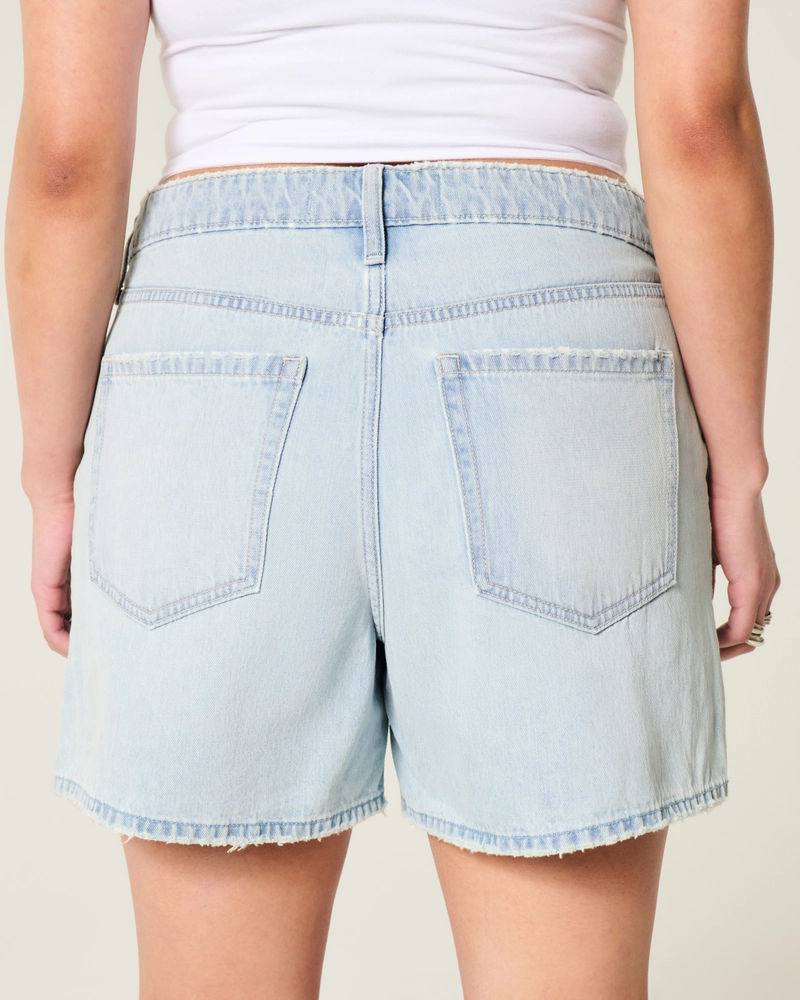 High-Rise Light Wash Baggy Denim Shorts 5"