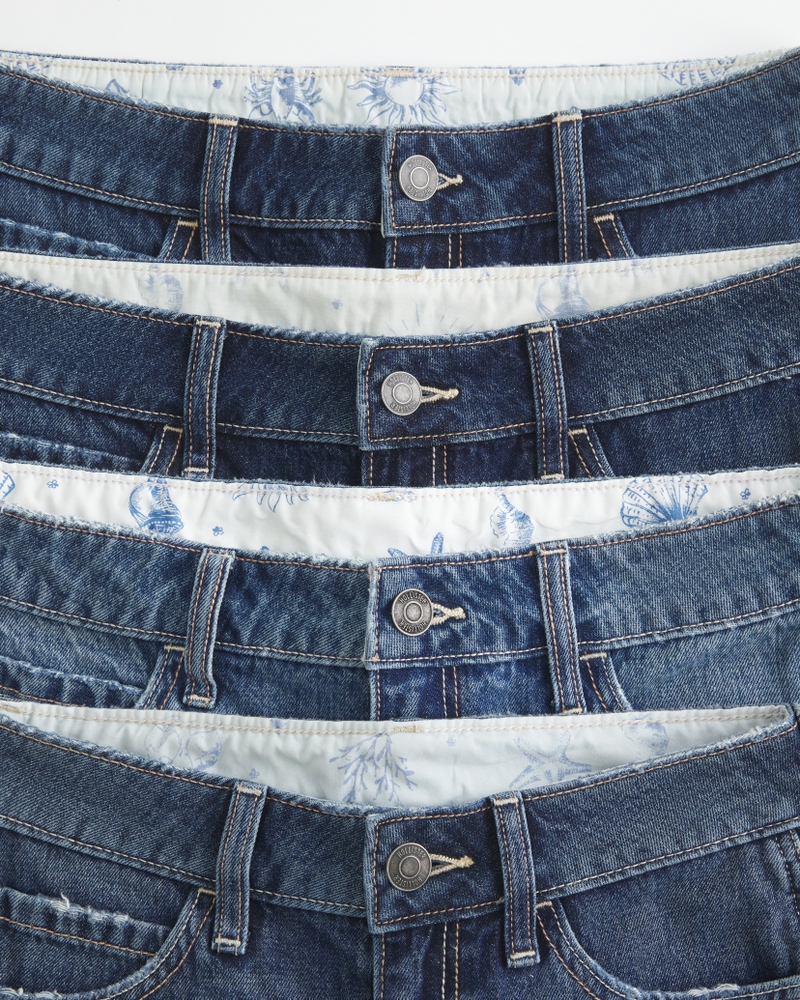 Low-Rise Dark Wash Baggy Denim Shorts 5"