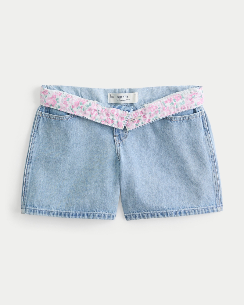 Women's Low-Rise Medium Wash Baggy Denim Shorts 5