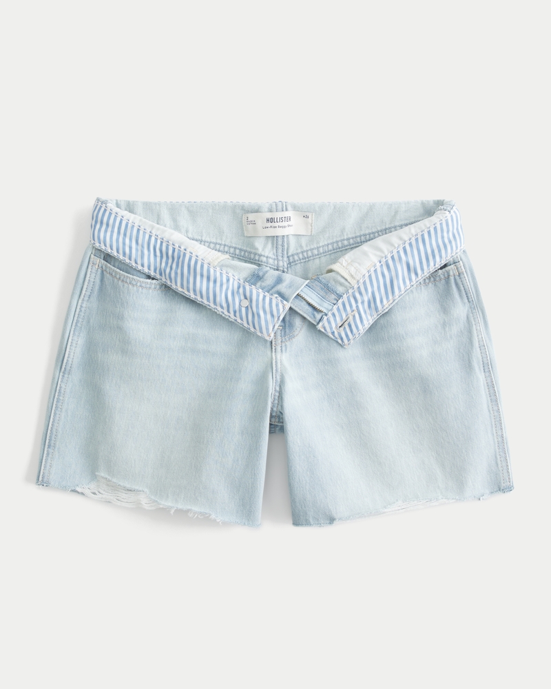 Low-Rise Light Wash Baggy Denim Shorts 5"