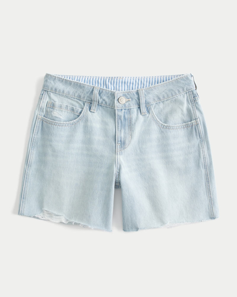 Low-Rise Light Wash Baggy Denim Shorts 5"