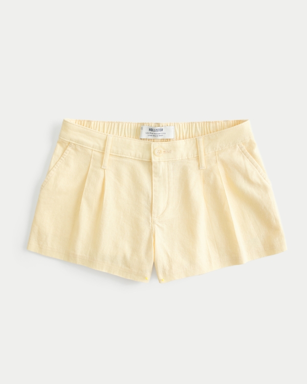Hollister Livvy Low-Rise Linen-Blend Shorts, Butter Yellow view 2