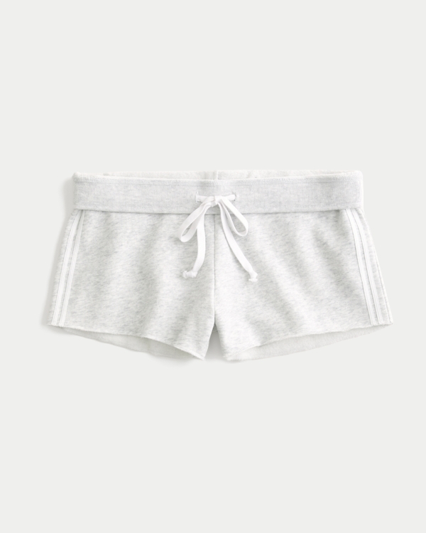 Side Stripe Fleece Mini Shorts, Light Heather Gray view 2