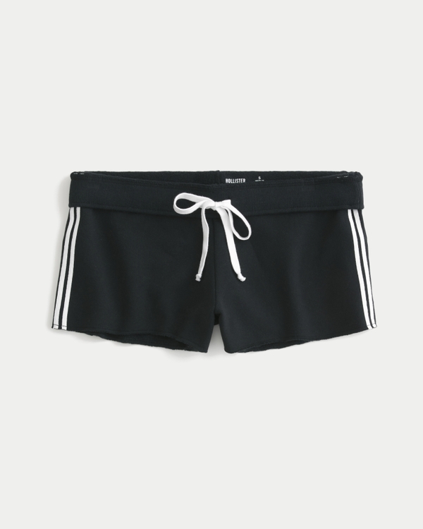 Side Stripe Fleece Mini Shorts, Black view 2
