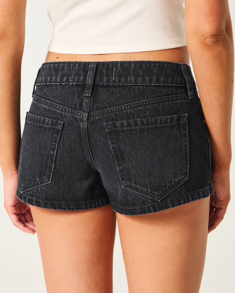 Ultra Low-Rise Washed Black Mini Denim Shorts