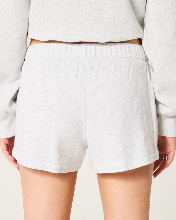 Adjustable-Rise Fleece Shorts, Light Heather Grey view 2