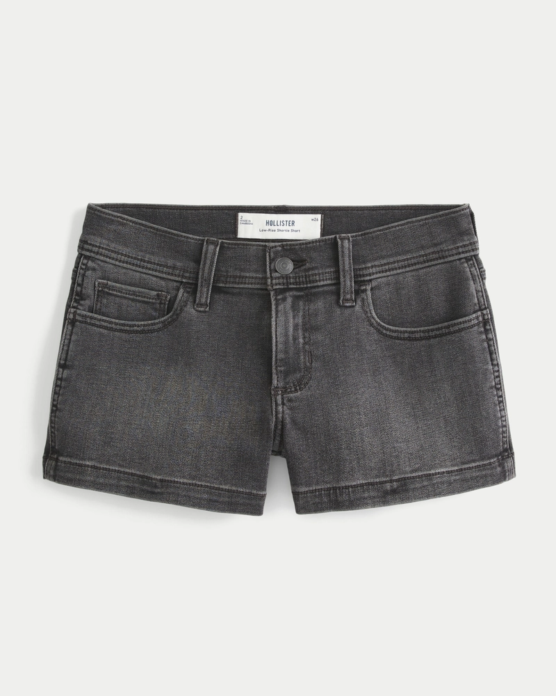 Washed Black Denim Shortie Shorts