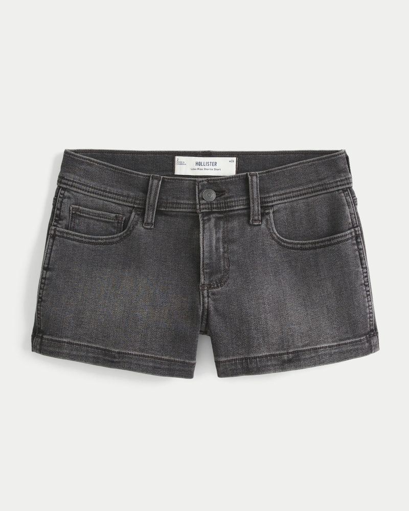 Washed Black Denim Shortie Shorts