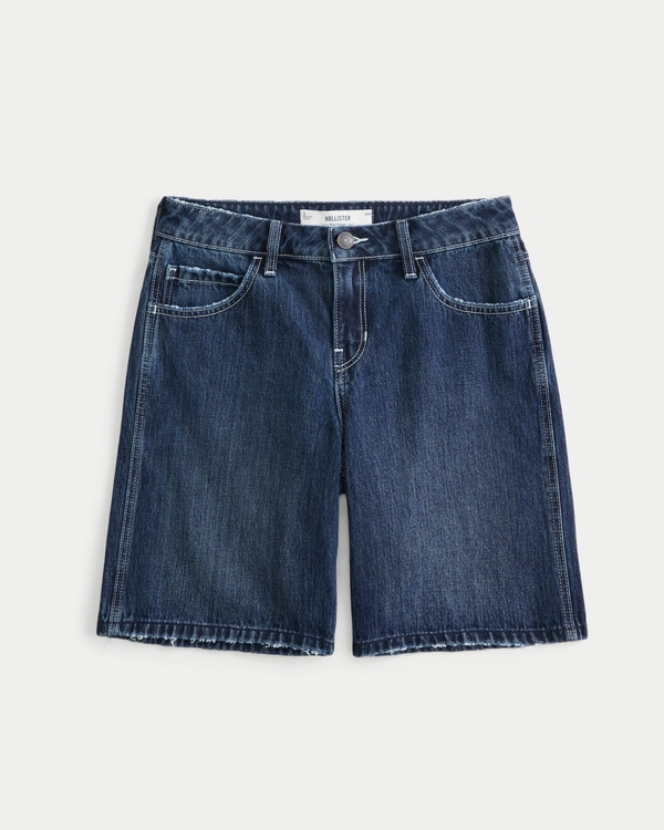 Low-Rise Dark Rinse Wash Baggy Jort, Medium view 2