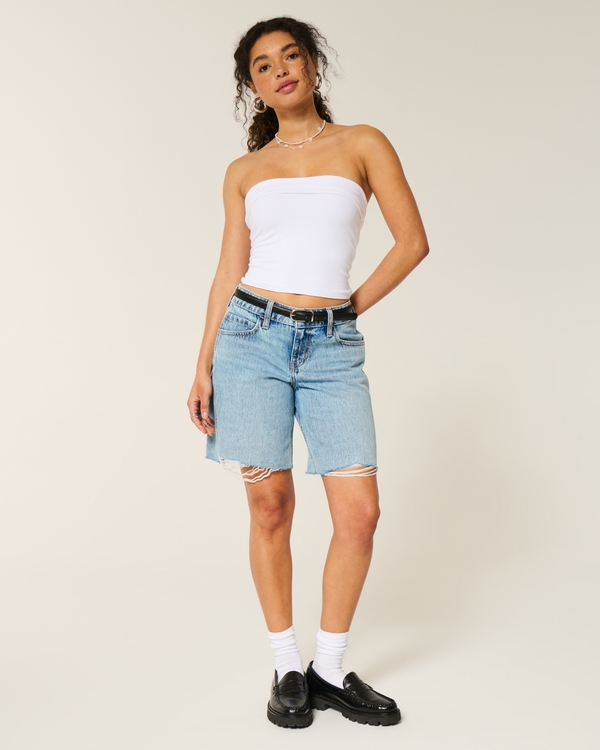 Low-Rise Light Wash Baggy Jort