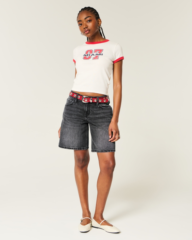 Low-Rise Washed Black Baggy Jort