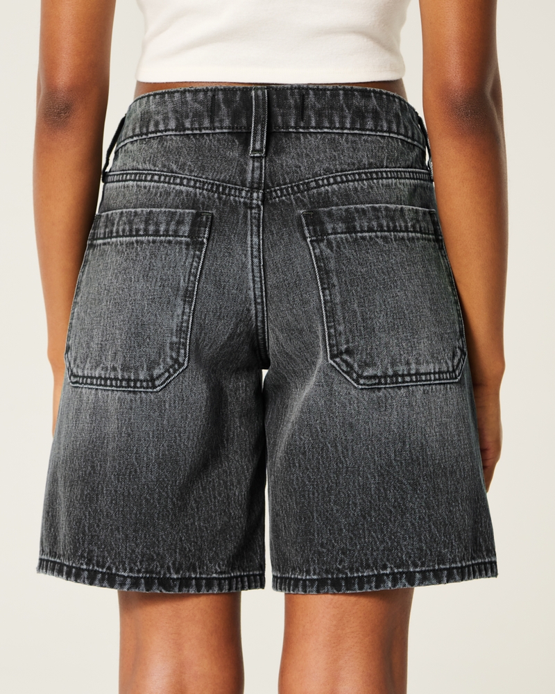 Low-Rise Washed Black Baggy Jort
