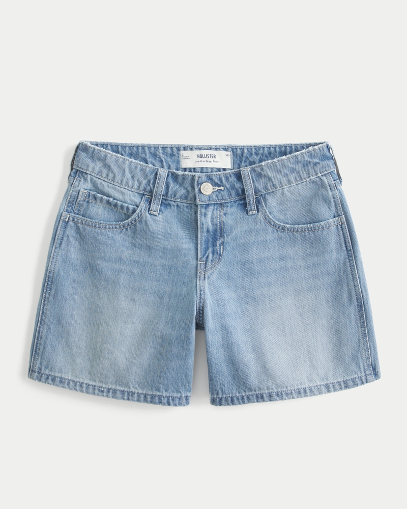 Light Wash Low-Rise Baggy Denim Shorts