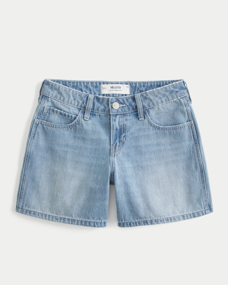 Light Wash Low-Rise Baggy Denim Shorts