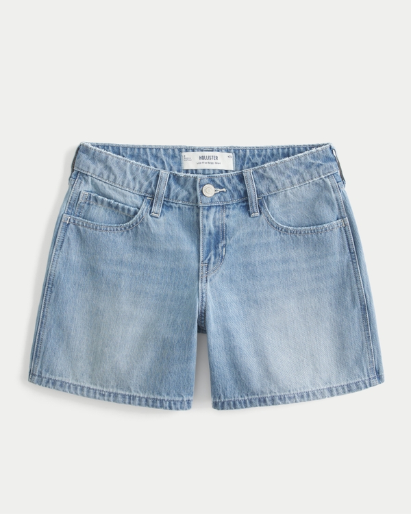Light Wash Low-Rise Baggy Denim Shorts, Medium view 2
