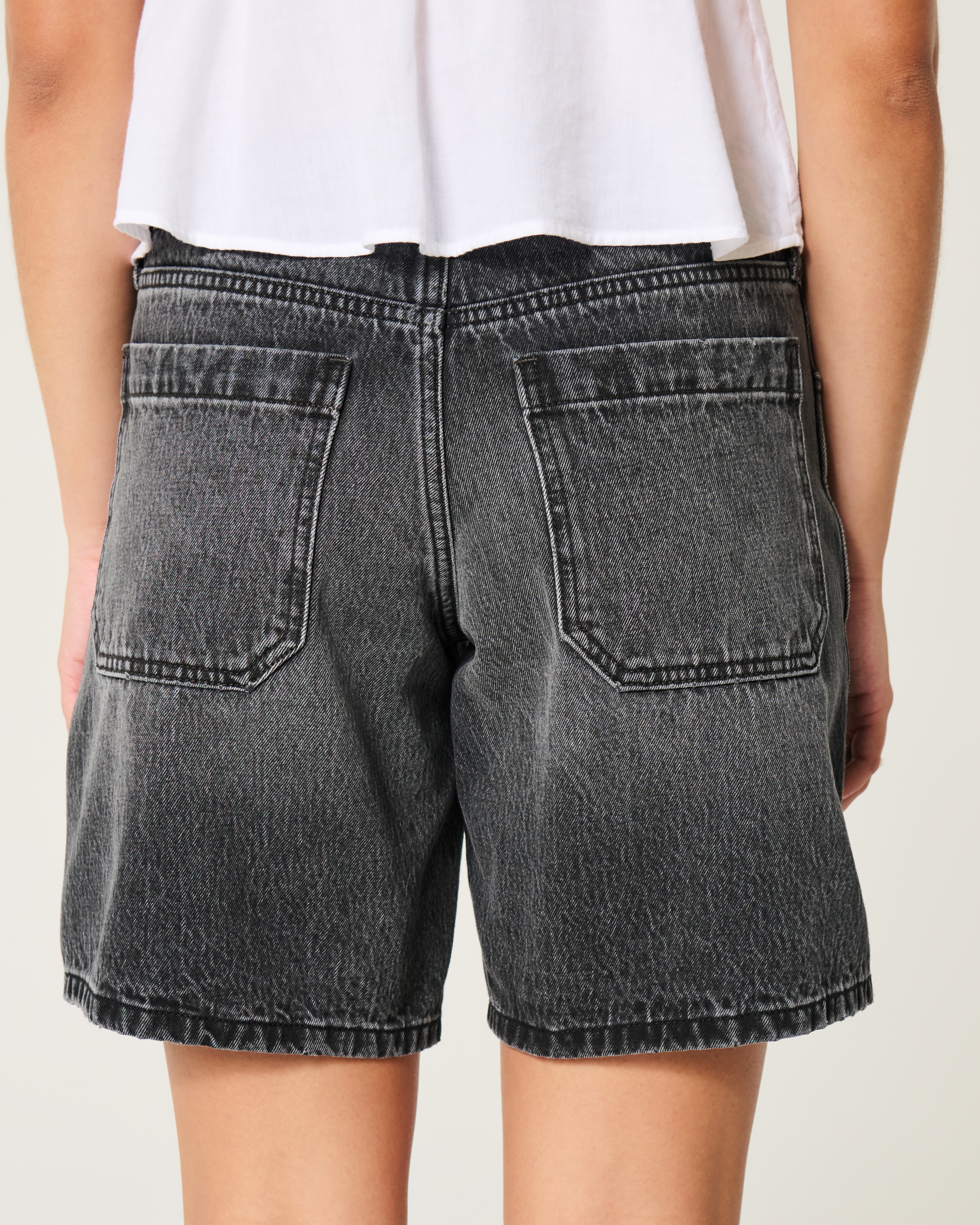 Curvy Low-Rise Washed Black Baggy Jort