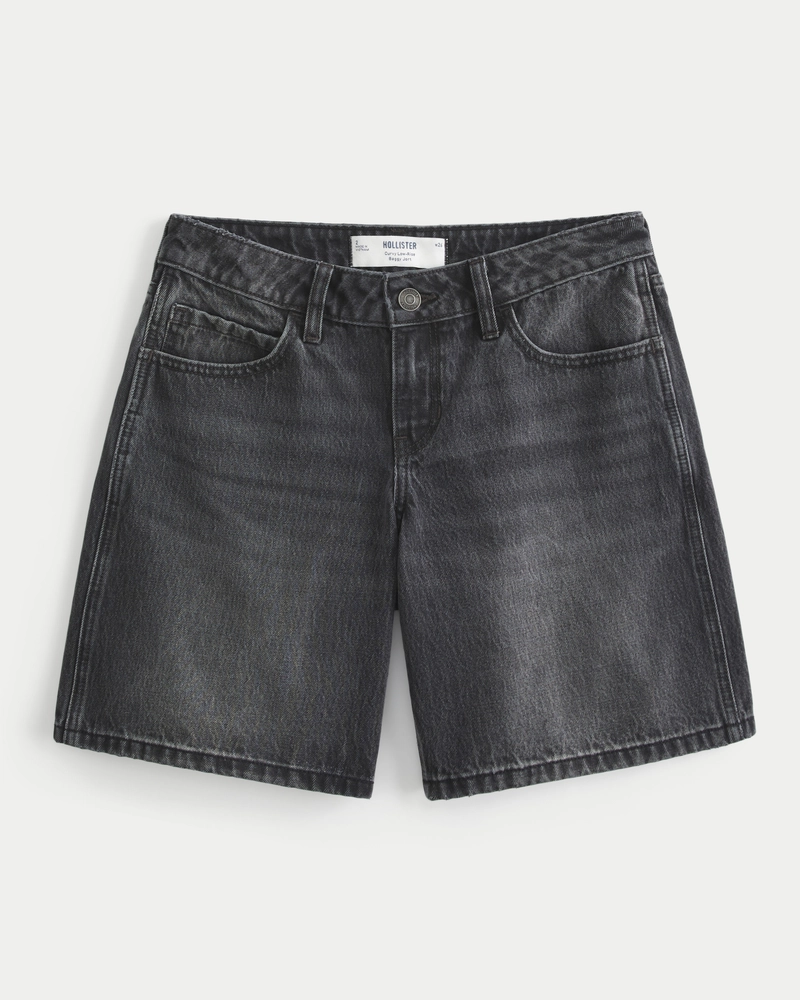 Curvy Low-Rise Washed Black Baggy Jort