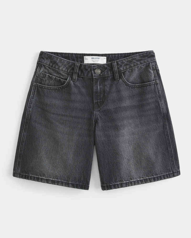 Curvy Low-Rise Washed Black Baggy Jort