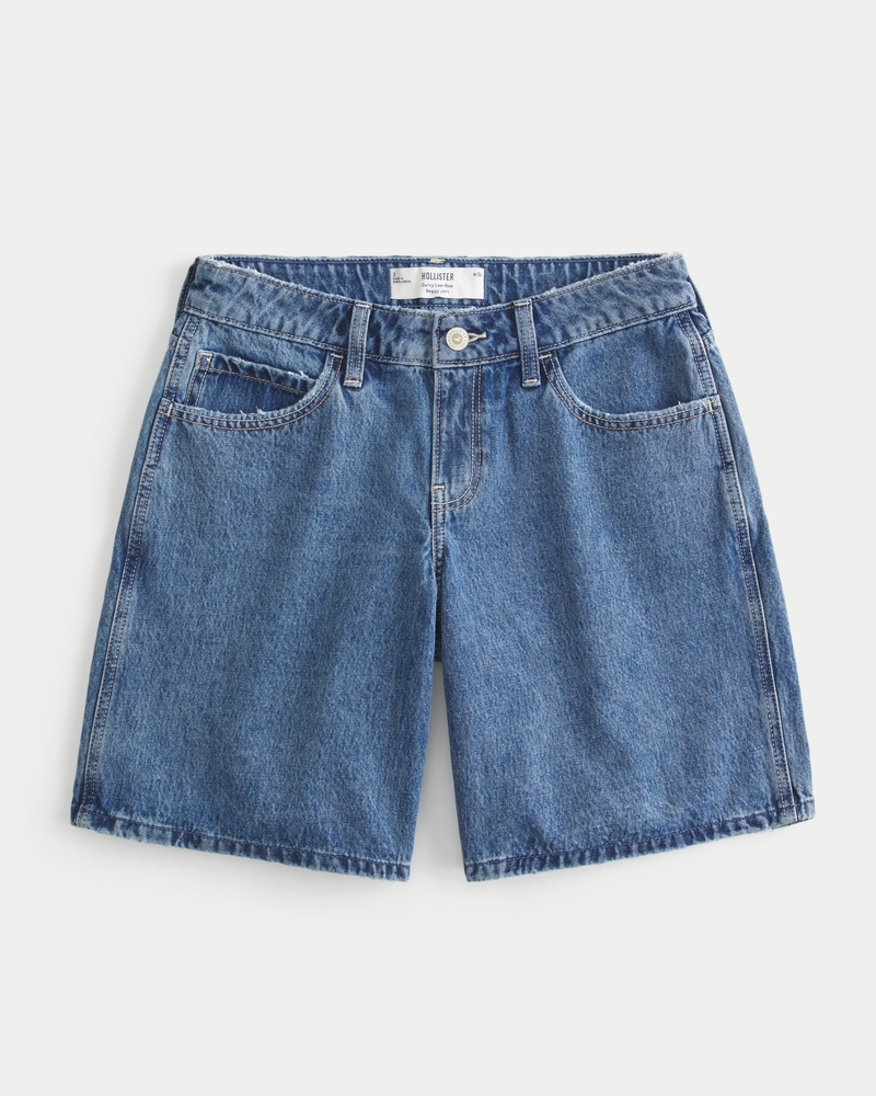 Women's Curvy Low-Rise Dark Wash Baggy Jort Women's Clearance