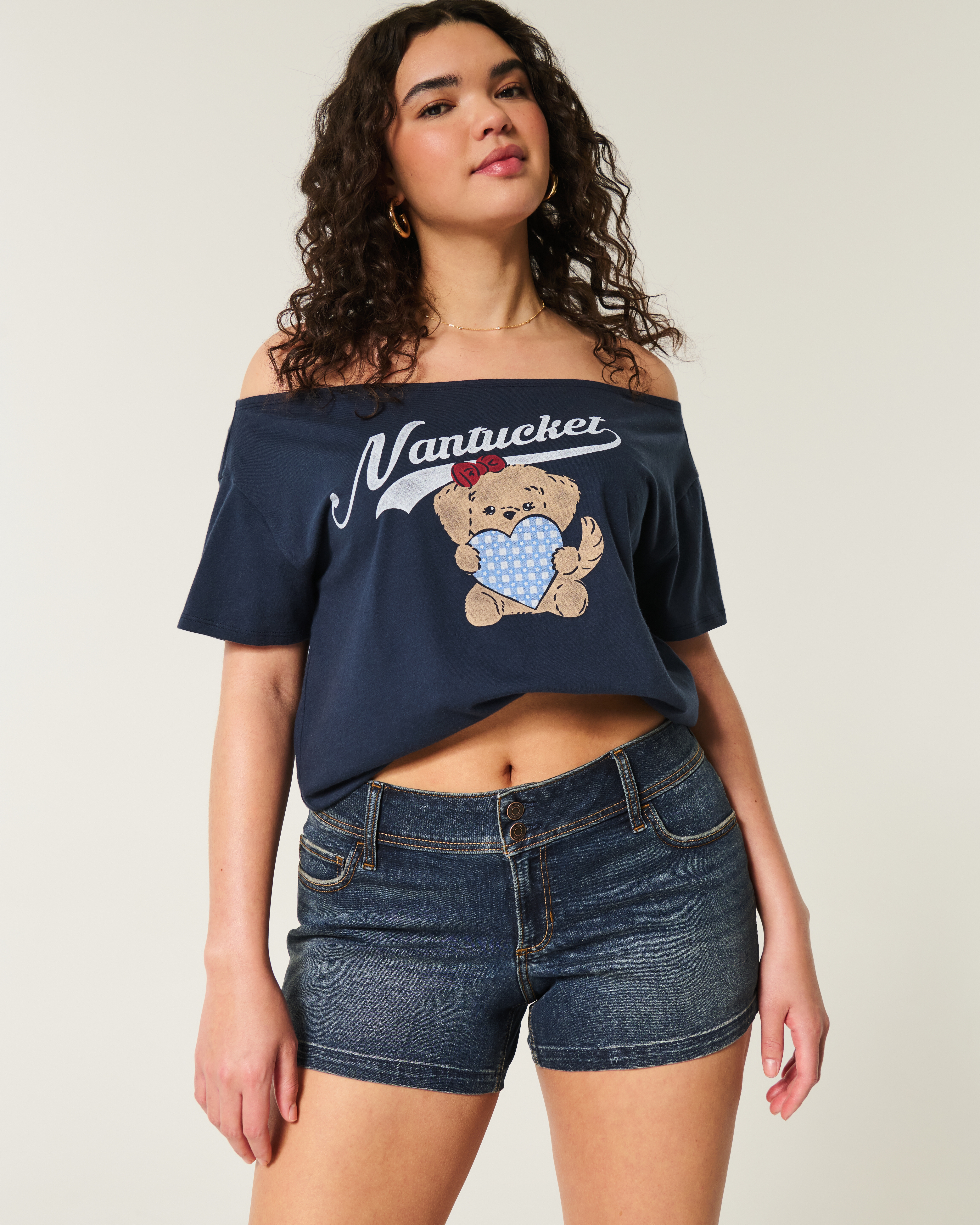 Curvy Low-Rise Dark Wash Denim Shortie Shorts