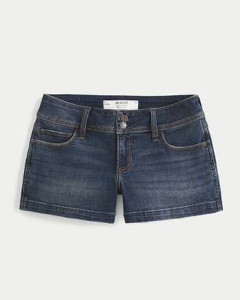 Women's Curvy Low-Rise Dark Wash Denim Shortie Shorts | Women's Bottoms | HollisterCo.com