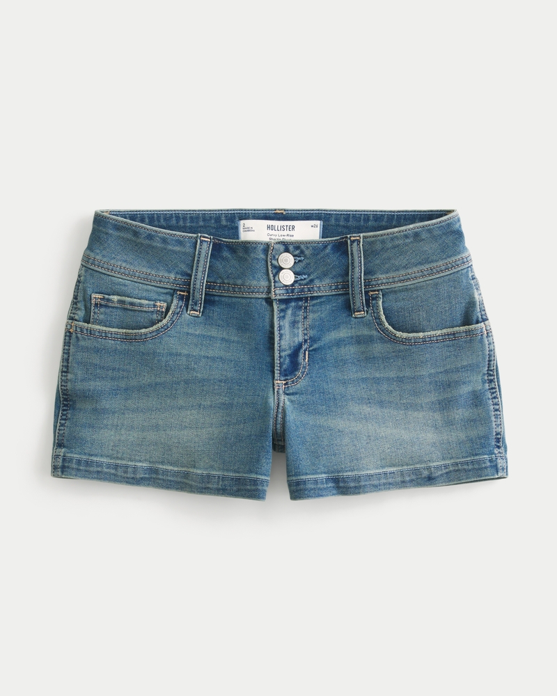 Curvy Low-Rise Light Wash Denim Shortie Shorts