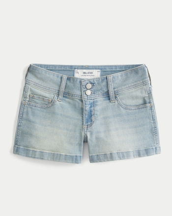 Women's Low-Rise Light Wash Floral Pocket Denim Shortie Shorts | Women's Bottoms | HollisterCo.com