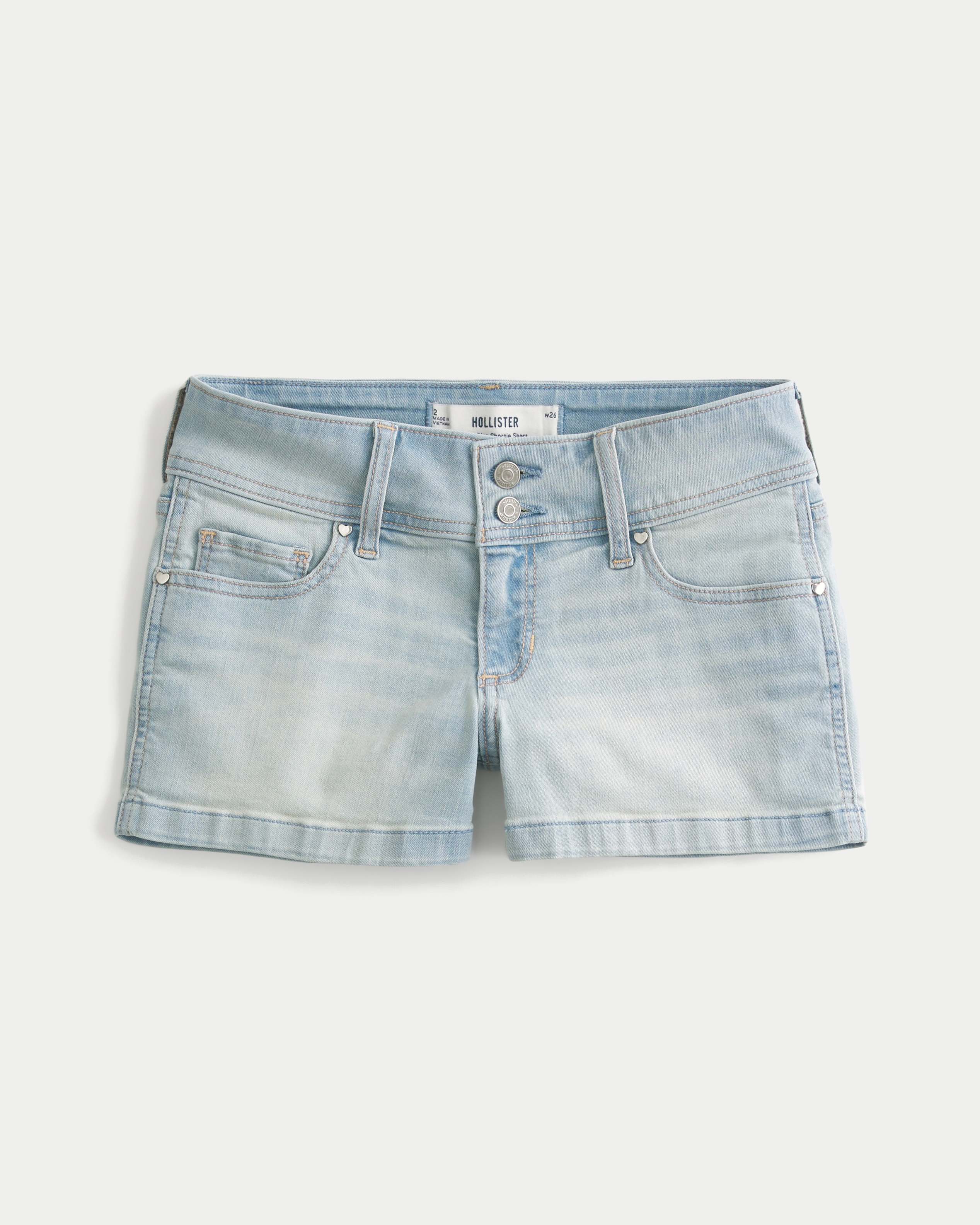 Low-Rise Light Wash Denim Shortie Shorts